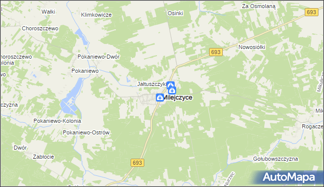 mapa Milejczyce, Milejczyce na mapie Targeo