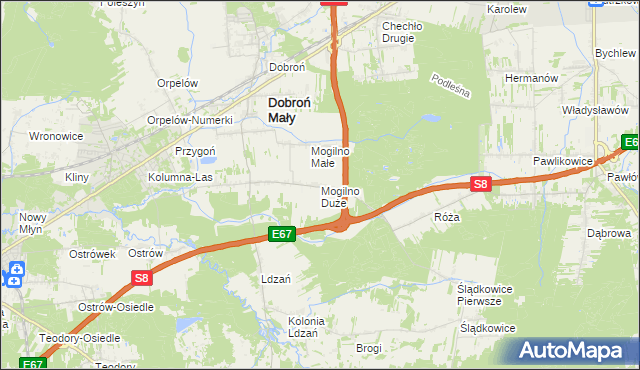 mapa Mogilno Duże, Mogilno Duże na mapie Targeo