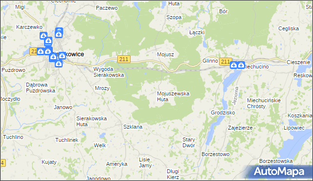 mapa Mojuszewska Huta, Mojuszewska Huta na mapie Targeo