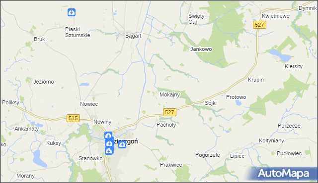 mapa Mokajny, Mokajny na mapie Targeo