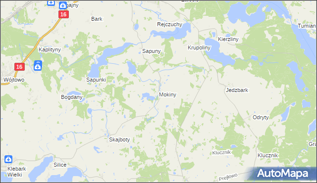 mapa Mokiny, Mokiny na mapie Targeo