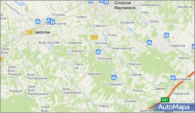 mapa Mościska gmina Grodzisk Mazowiecki, Mościska gmina Grodzisk Mazowiecki na mapie Targeo