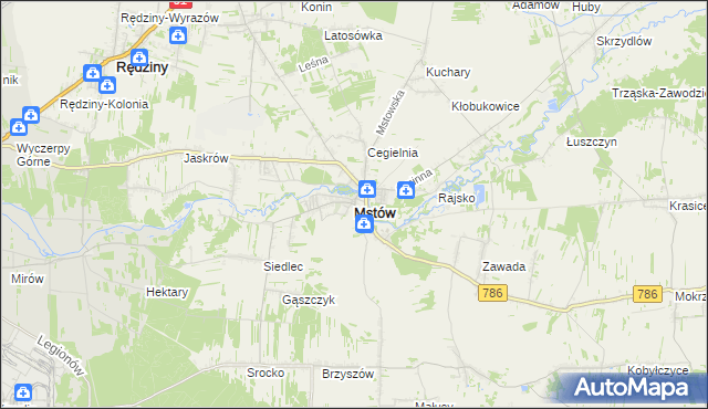 mapa Mstów powiat częstochowski, Mstów powiat częstochowski na mapie Targeo