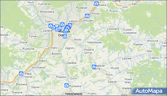 mapa Mszana Górna, Mszana Górna na mapie Targeo