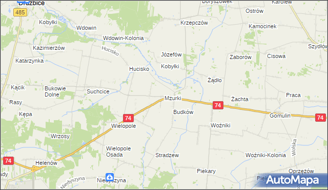 mapa Mzurki, Mzurki na mapie Targeo