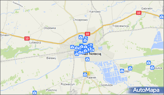 mapa Nakło nad Notecią, Nakło nad Notecią na mapie Targeo