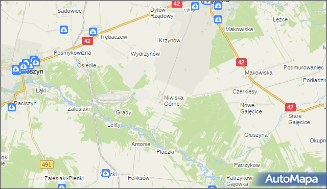 mapa Niwiska Górne, Niwiska Górne na mapie Targeo