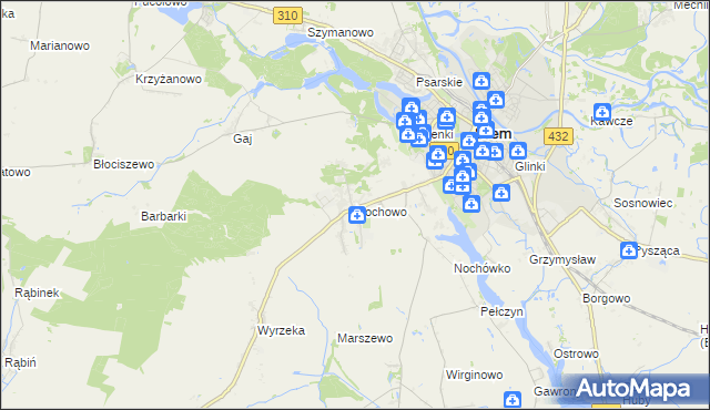 mapa Nochowo, Nochowo na mapie Targeo