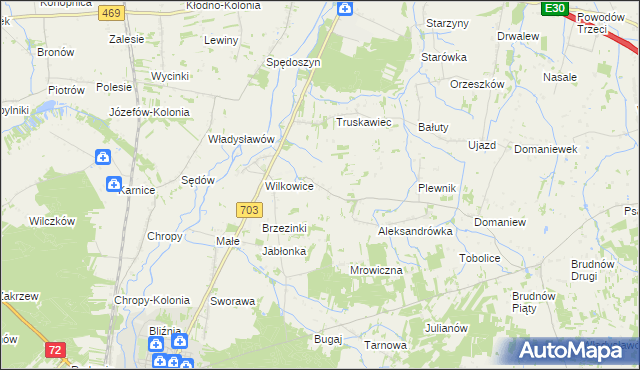 mapa Nowa Wieś gmina Wartkowice, Nowa Wieś gmina Wartkowice na mapie Targeo