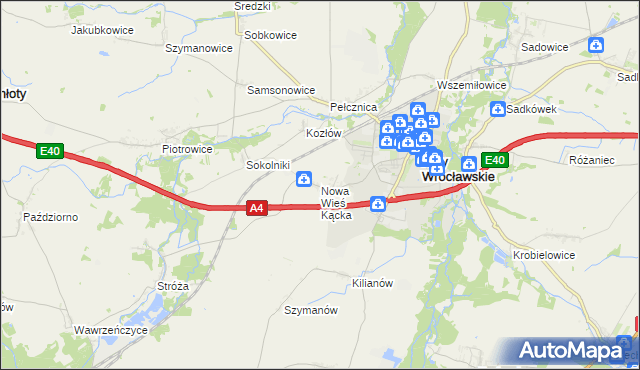 mapa Nowa Wieś Kącka, Nowa Wieś Kącka na mapie Targeo