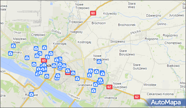 mapa Nowe Boryszewo, Nowe Boryszewo na mapie Targeo
