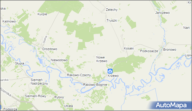 mapa Nowe Krzewo gmina Piątnica, Nowe Krzewo gmina Piątnica na mapie Targeo
