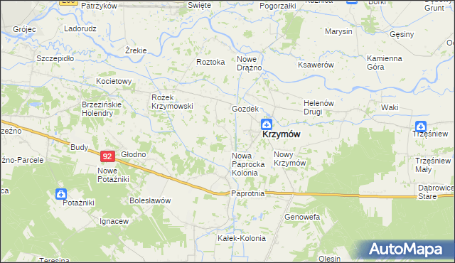 mapa Nowe Paprockie Holendry, Nowe Paprockie Holendry na mapie Targeo