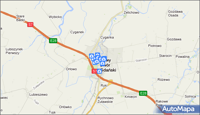mapa Nowy Dwór Gdański, Nowy Dwór Gdański na mapie Targeo