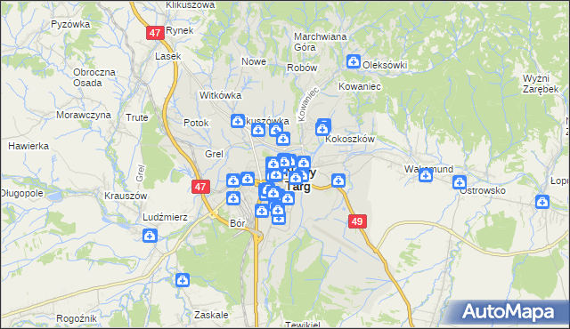mapa Nowego Targu, Nowy Targ na mapie Targeo