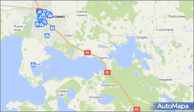 mapa Ogonki gmina Węgorzewo, Ogonki gmina Węgorzewo na mapie Targeo