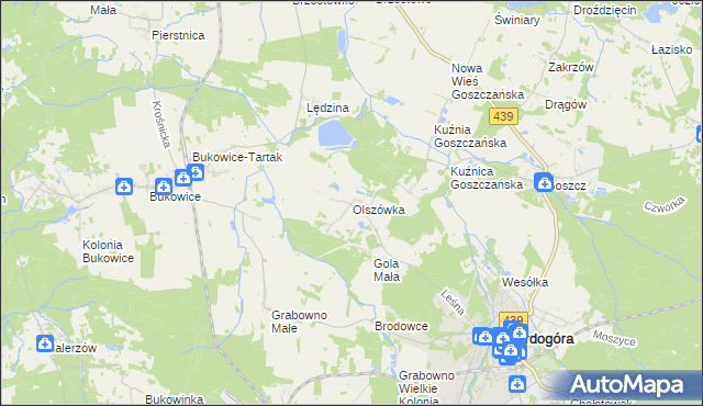 mapa Olszówka gmina Twardogóra, Olszówka gmina Twardogóra na mapie Targeo