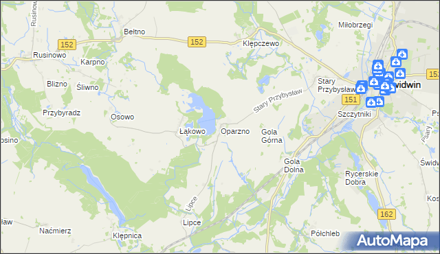mapa Oparzno, Oparzno na mapie Targeo