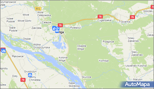 mapa Osiedle Wilga, Osiedle Wilga na mapie Targeo