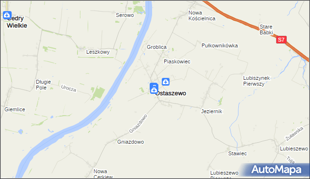 mapa Ostaszewo powiat nowodworski, Ostaszewo powiat nowodworski na mapie Targeo