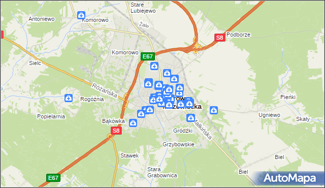 mapa Ostrów Mazowiecka, Ostrów Mazowiecka na mapie Targeo