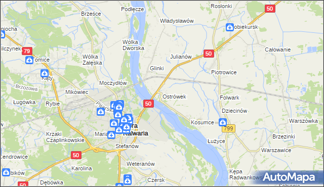 mapa Ostrówek gmina Karczew, Ostrówek gmina Karczew na mapie Targeo
