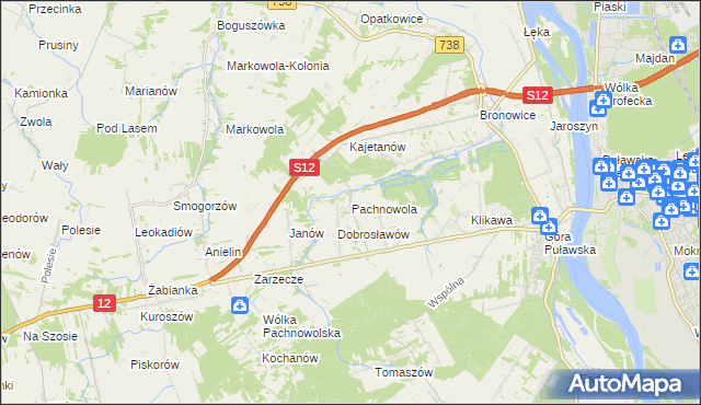 mapa Pachnowola, Pachnowola na mapie Targeo