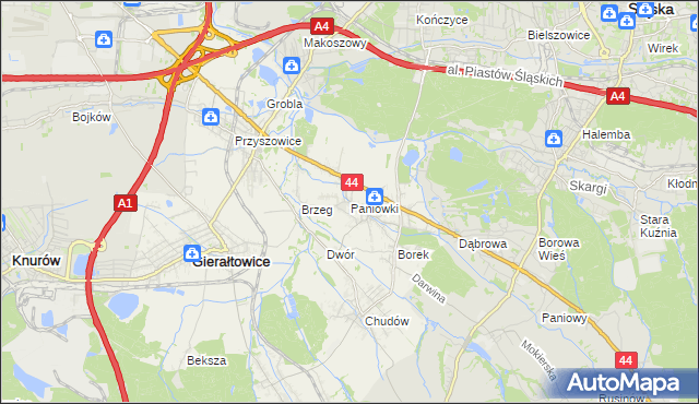 mapa Paniówki, Paniówki na mapie Targeo