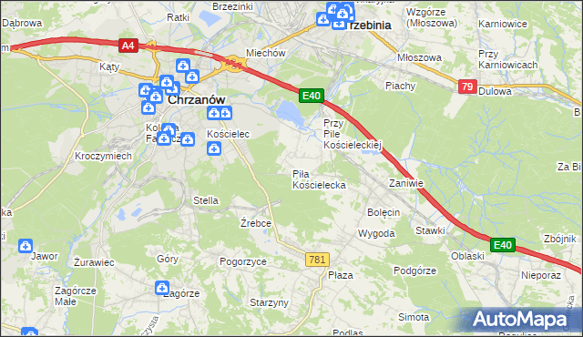 mapa Piła Kościelecka, Piła Kościelecka na mapie Targeo