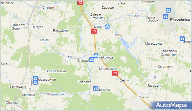 mapa Piotrkowice gmina Chmielnik, Piotrkowice gmina Chmielnik na mapie Targeo
