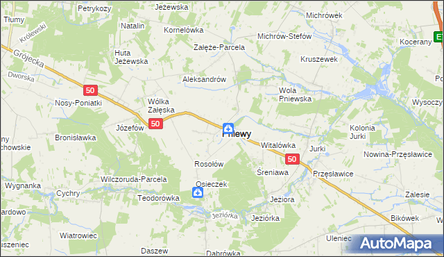 mapa Pniewy powiat grójecki, Pniewy powiat grójecki na mapie Targeo