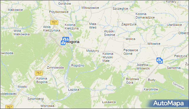 mapa Podlesie gmina Bogoria, Podlesie gmina Bogoria na mapie Targeo