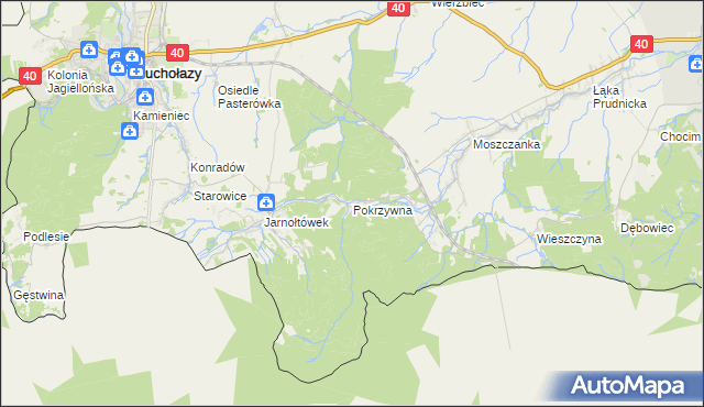 mapa Pokrzywna gmina Głuchołazy, Pokrzywna gmina Głuchołazy na mapie Targeo