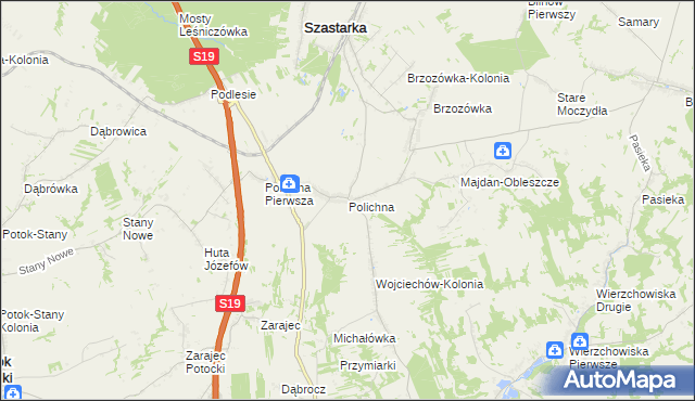 mapa Polichna, Polichna na mapie Targeo