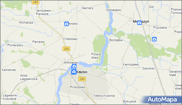 mapa Polska Wieś gmina Kłecko, Polska Wieś gmina Kłecko na mapie Targeo