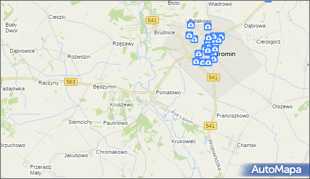 mapa Poniatowo gmina Żuromin, Poniatowo gmina Żuromin na mapie Targeo