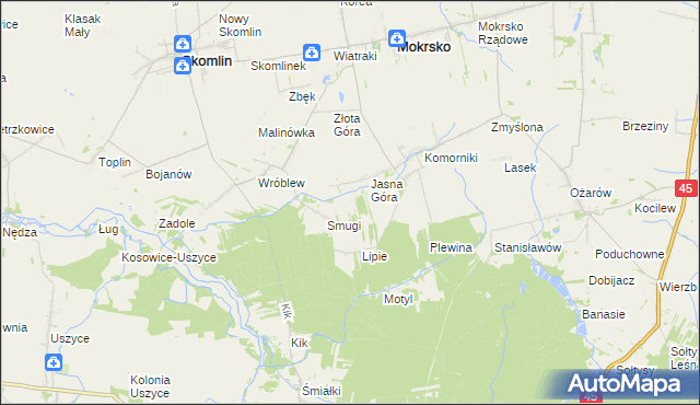 mapa Poręby gmina Mokrsko, Poręby gmina Mokrsko na mapie Targeo