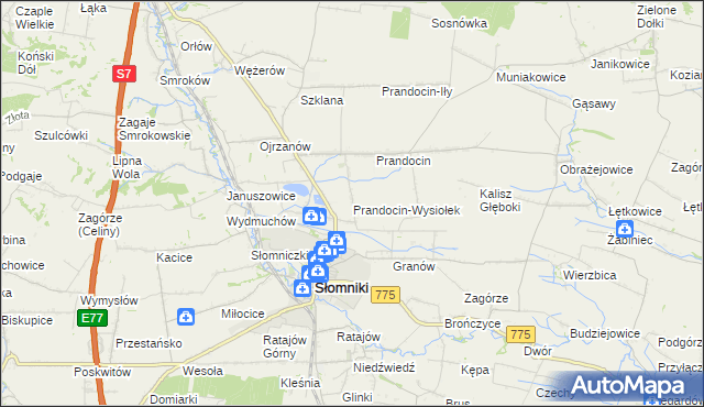 mapa Prandocin-Wysiołek, Prandocin-Wysiołek na mapie Targeo