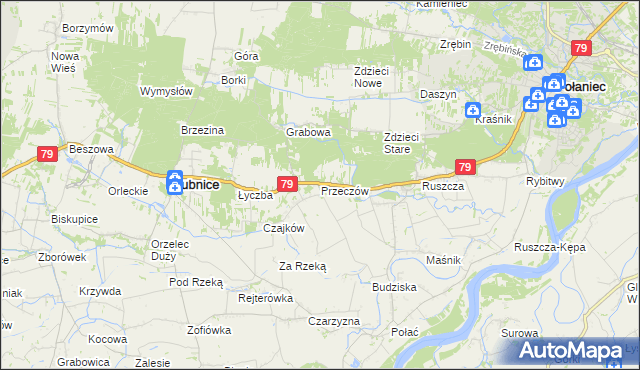 mapa Przeczów gmina Łubnice, Przeczów gmina Łubnice na mapie Targeo