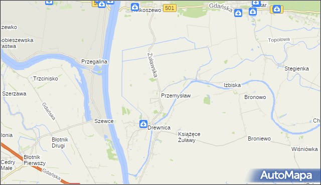 mapa Przemysław gmina Stegna, Przemysław gmina Stegna na mapie Targeo