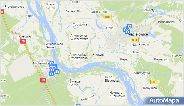 mapa Przewóz gmina Maciejowice, Przewóz gmina Maciejowice na mapie Targeo