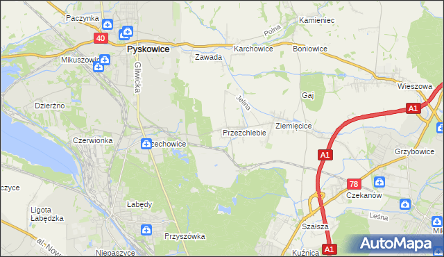 mapa Przezchlebie, Przezchlebie na mapie Targeo