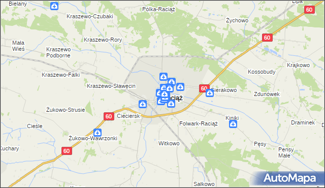 mapa Raciąż powiat płoński, Raciąż powiat płoński na mapie Targeo