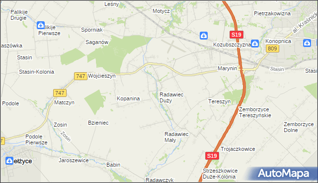 mapa Radawiec Duży, Radawiec Duży na mapie Targeo