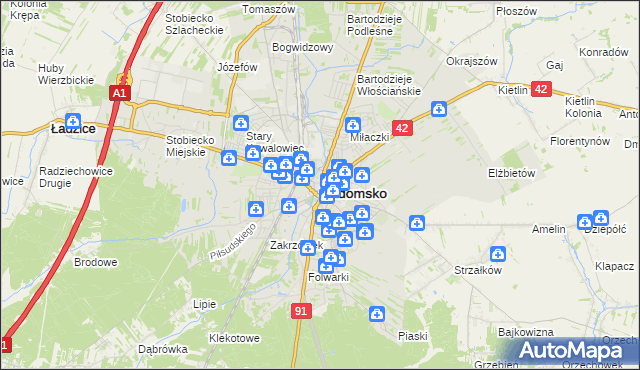 mapa Radomsko, Radomsko na mapie Targeo