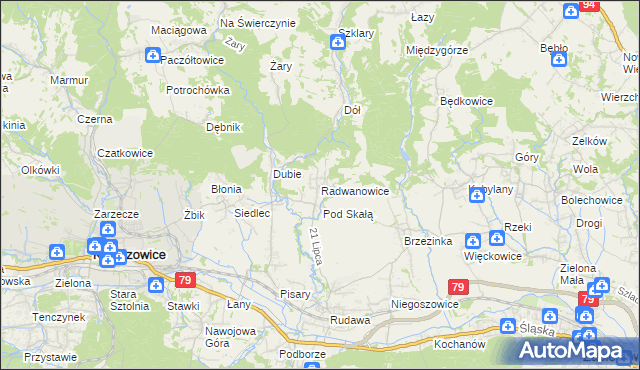 mapa Radwanowice, Radwanowice na mapie Targeo