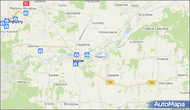 mapa Rajsko gmina Mstów, Rajsko gmina Mstów na mapie Targeo