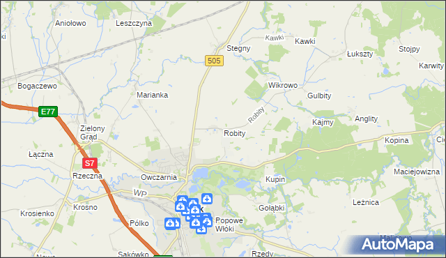 mapa Robity gmina Pasłęk, Robity gmina Pasłęk na mapie Targeo