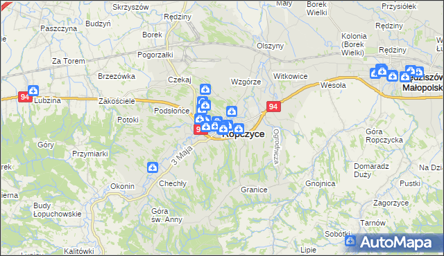 mapa Ropczyce, Ropczyce na mapie Targeo