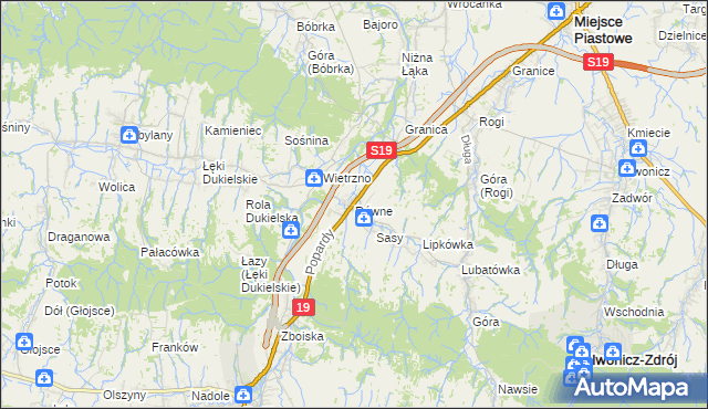mapa Równe gmina Dukla, Równe gmina Dukla na mapie Targeo